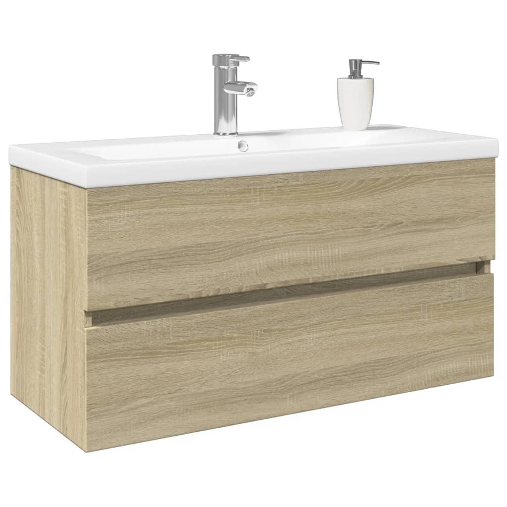 Set Mobili da Bagno 2 pz in Ceramica e Legno Multistrato | homemem39