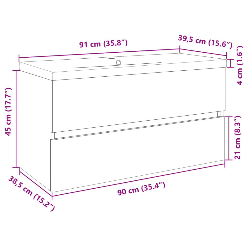 Set Mobili da Bagno 2 pz in Ceramica e Legno Multistrato | homemem39