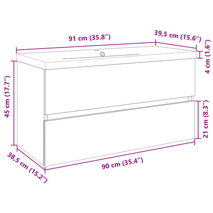Set Mobili da Bagno 2 pz in Ceramica e Legno Multistrato | homemem39