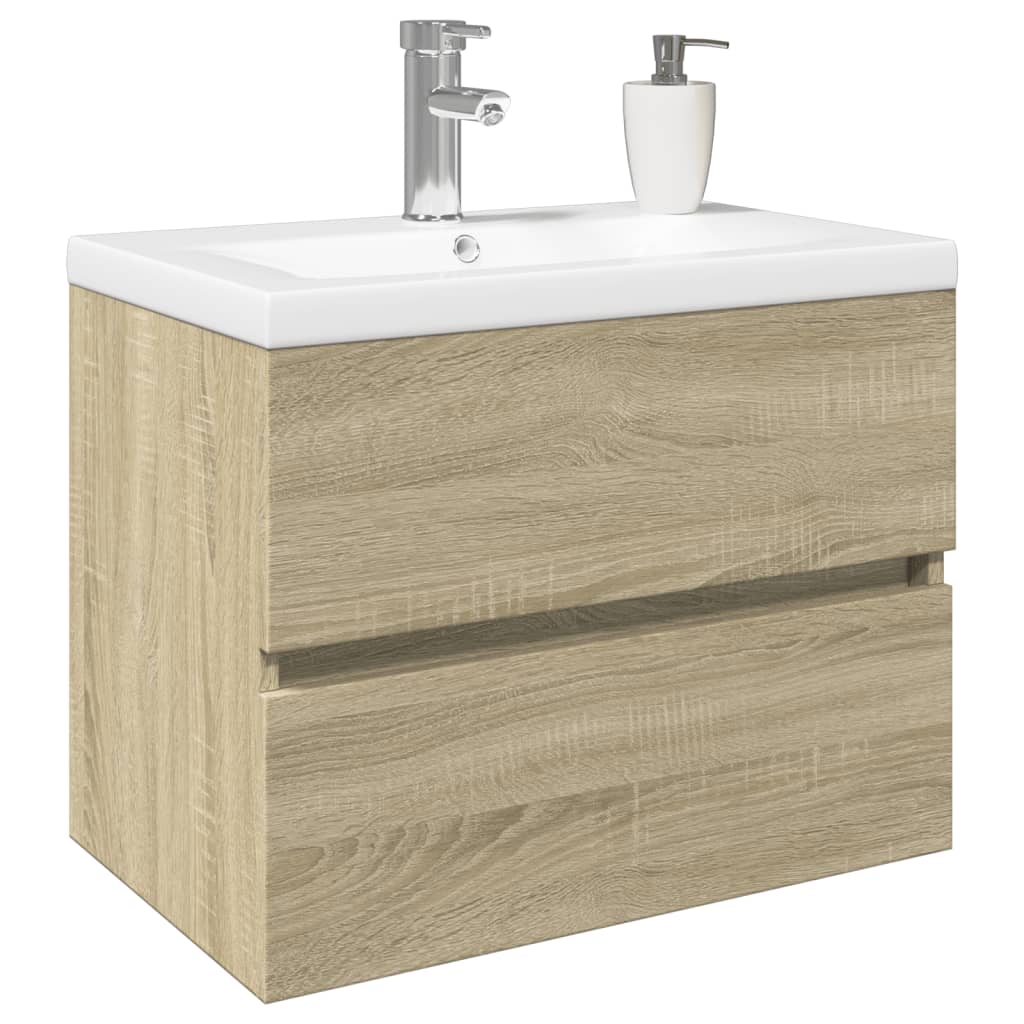 Set Mobili da Bagno 2 pz in Ceramica e Legno Multistrato | homemem39