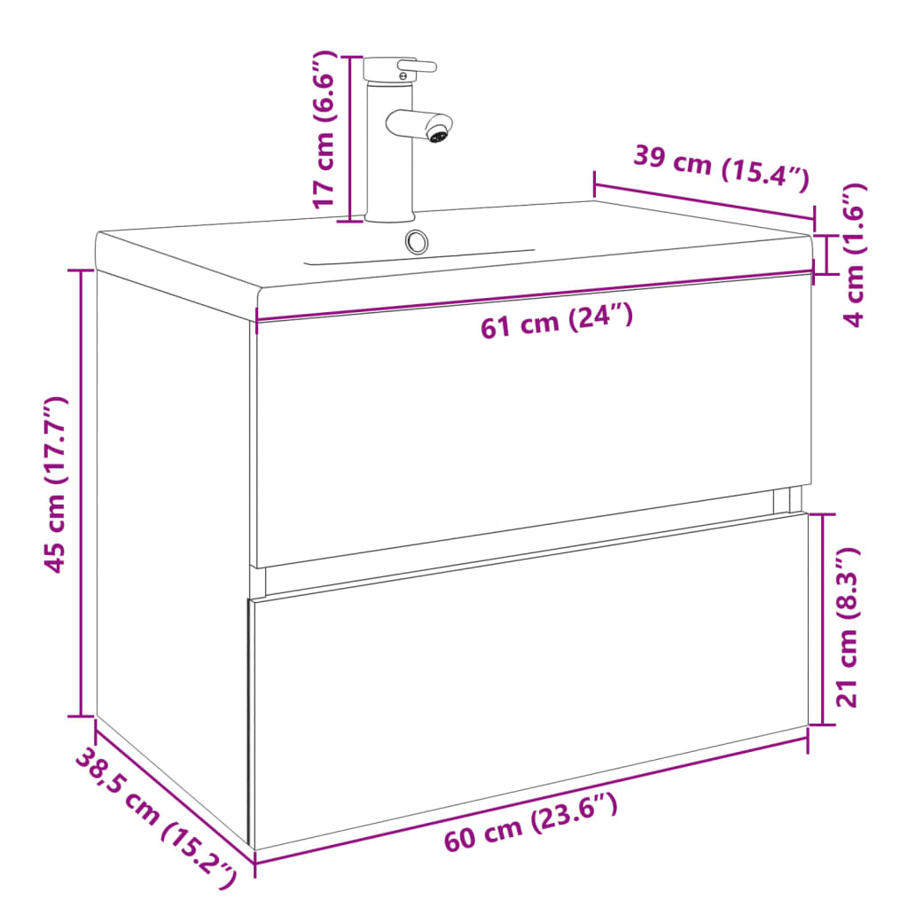 Set Mobili da Bagno 2 pz in Ceramica e Legno Multistrato | homemem39
