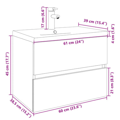 Set Mobili da Bagno 2 pz in Ceramica e Legno Multistrato | homemem39