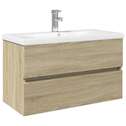 Set Mobili da Bagno 2 pz in Ceramica e legno multistrato