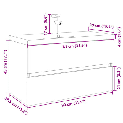 Set Mobili da Bagno 2 pz in Ceramica e Legno Multistrato