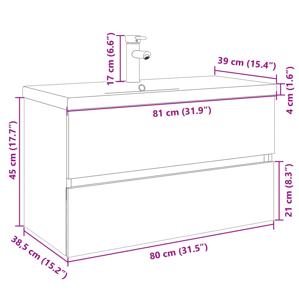 Set Mobili da Bagno 2 pz in Ceramica e legno multistrato