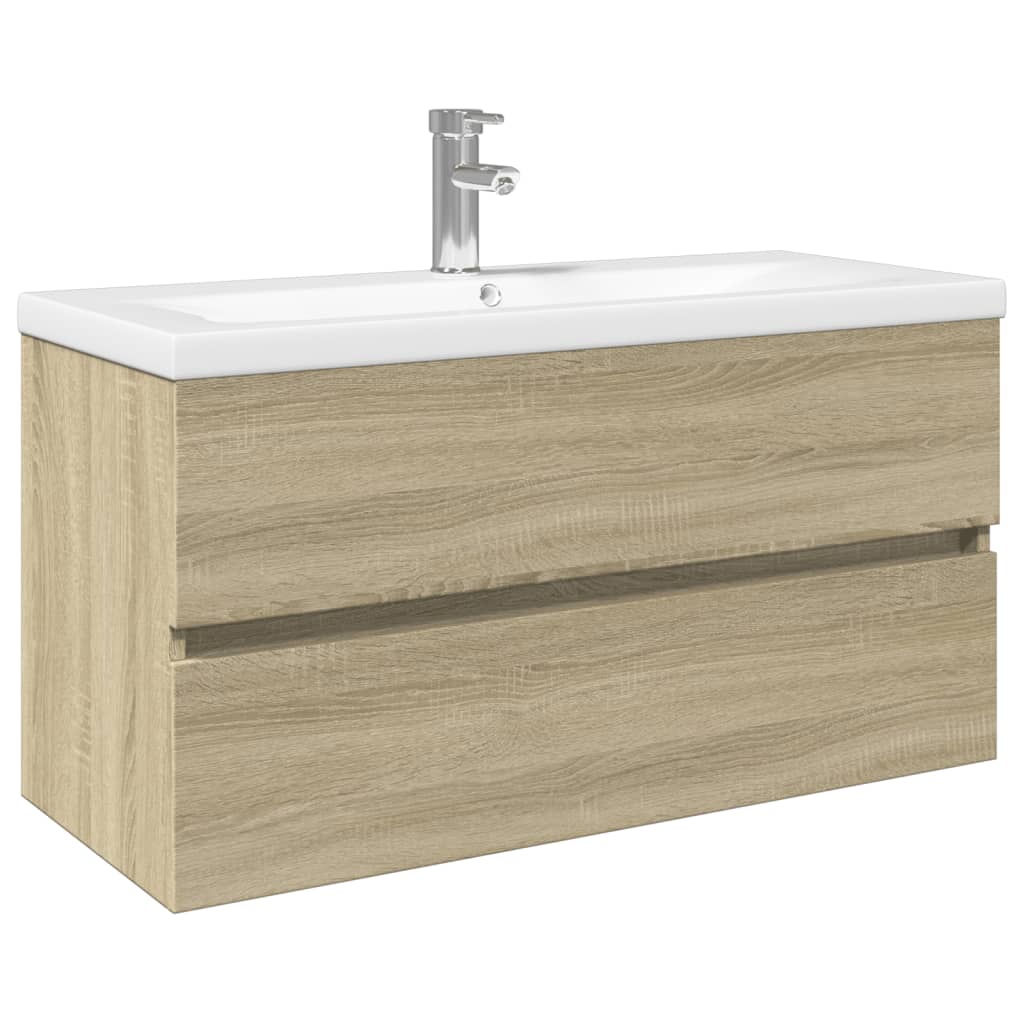 Set Mobili da Bagno 2 pz in Ceramica e legno multistrato