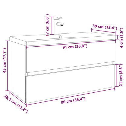 Set Mobili da Bagno 2 pz in Ceramica e Legno Multistrato | homemem39
