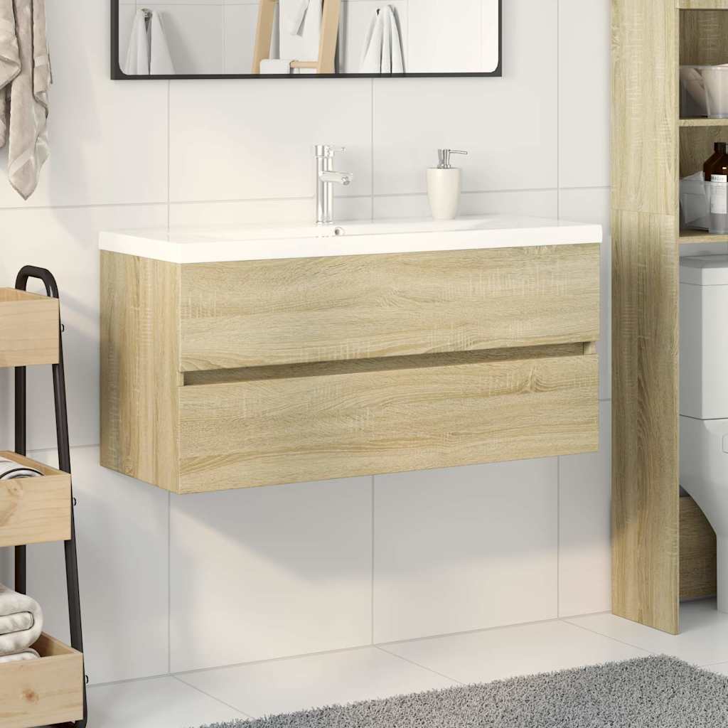 Set Mobili da Bagno 2 pz in Ceramica e Legno Multistrato | homemem39