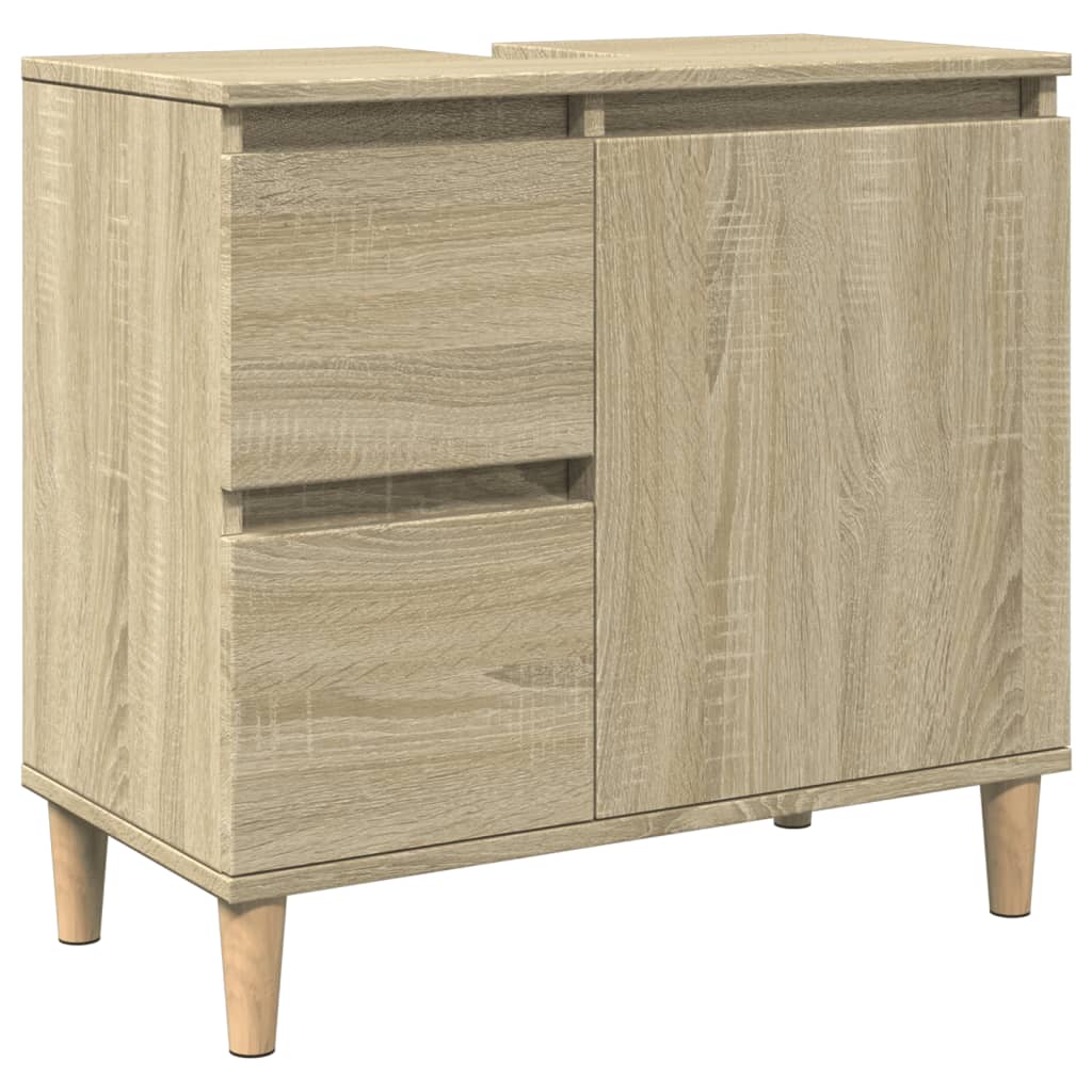 Set Mobili da Bagno 3 pz Rovere Sonoma in Legno Multistrato