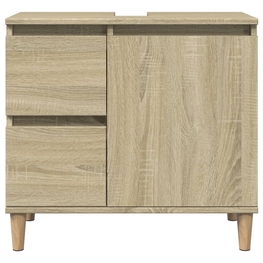 Set Mobili da Bagno 3 pz Rovere Sonoma in Legno Multistrato