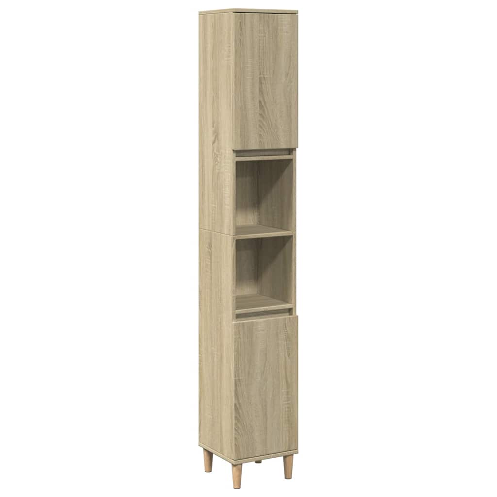 Set Mobili da Bagno 3 pz Rovere Sonoma in Legno Multistrato