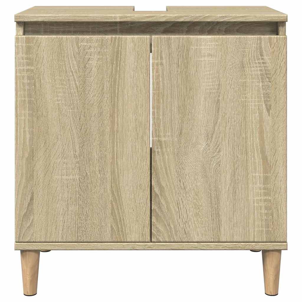 Set Mobili da Bagno 3 pz Rovere Sonoma in Legno Multistrato
