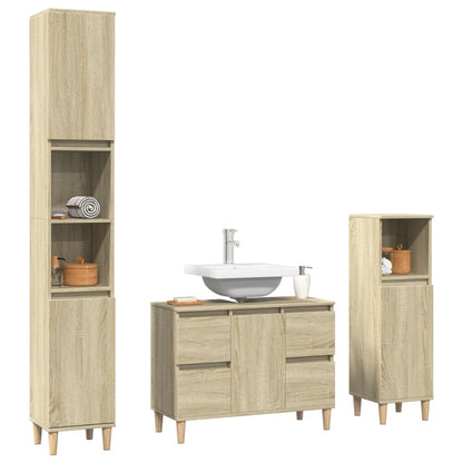 Set Mobili da Bagno 3 pz Rovere Sonoma in Legno Multistrato | homemem39