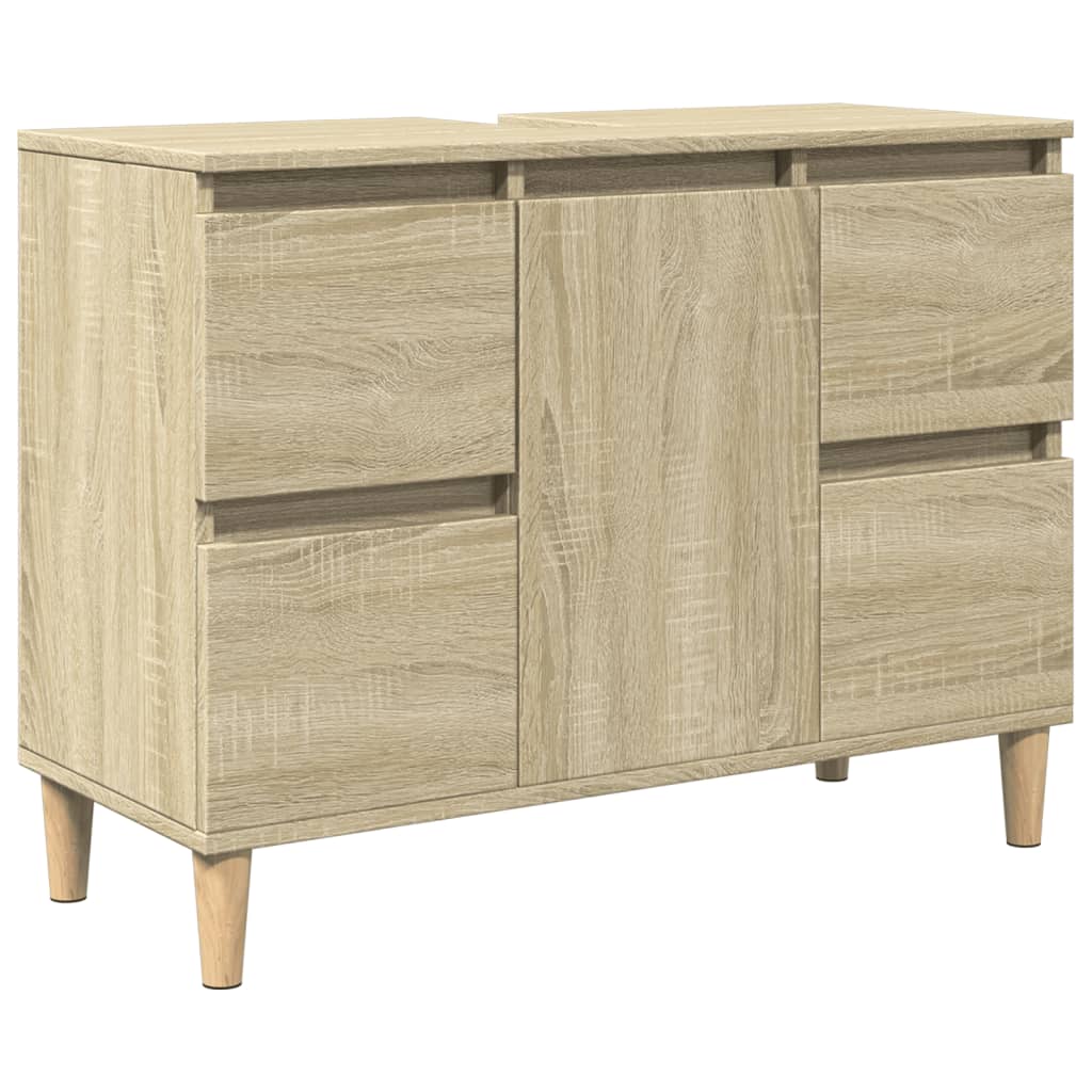 Set Mobili da Bagno 3 pz Rovere Sonoma in Legno Multistrato