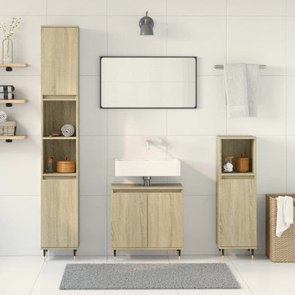 Set Mobili da Bagno 3 pz Rovere Sonoma in Legno Multistrato | homemem39