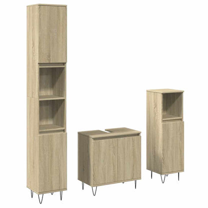 Set Mobili da Bagno 3 pz Rovere Sonoma in Legno Multistrato | homemem39