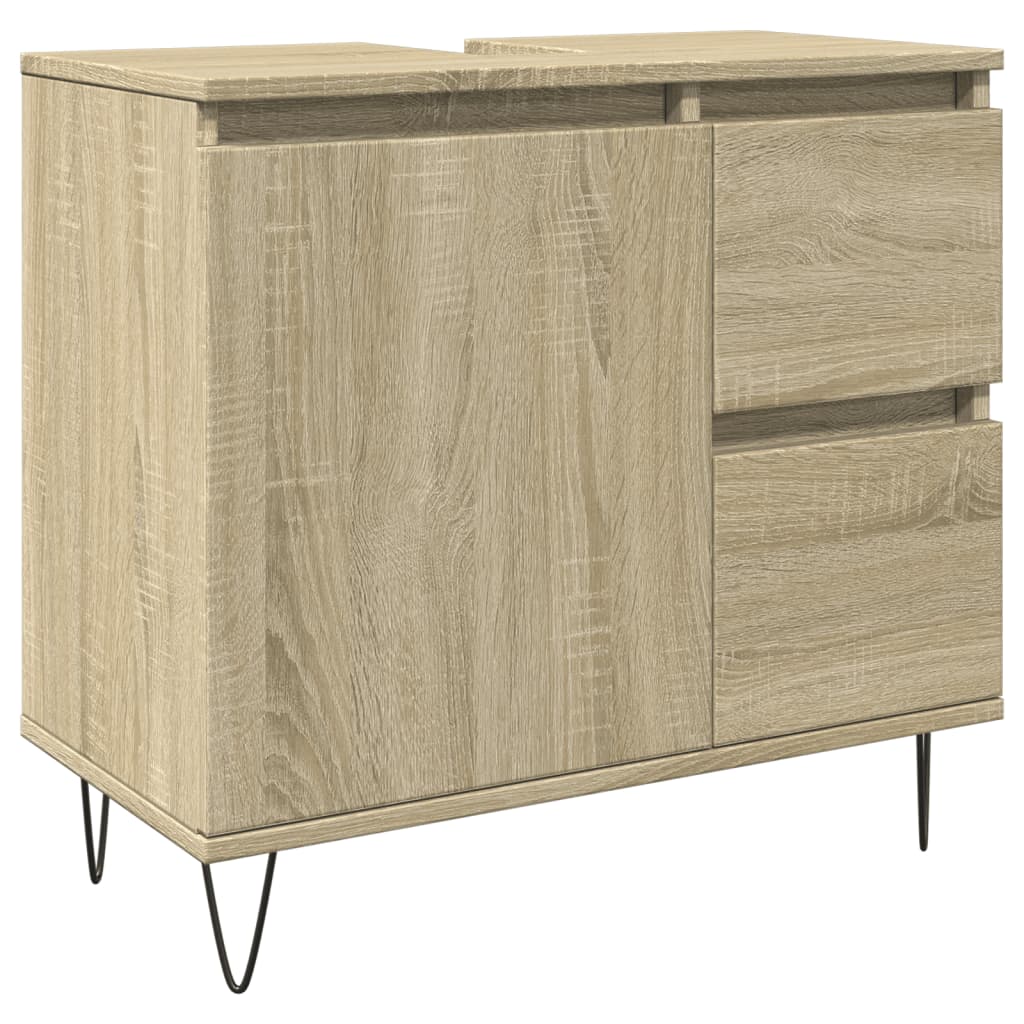 Set Mobili da Bagno 3 pz Rovere Sonoma in Legno Multistrato | homemem39