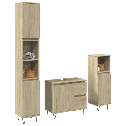 Set Mobili da Bagno 3 pz Rovere Sonoma in Legno Multistrato | homemem39