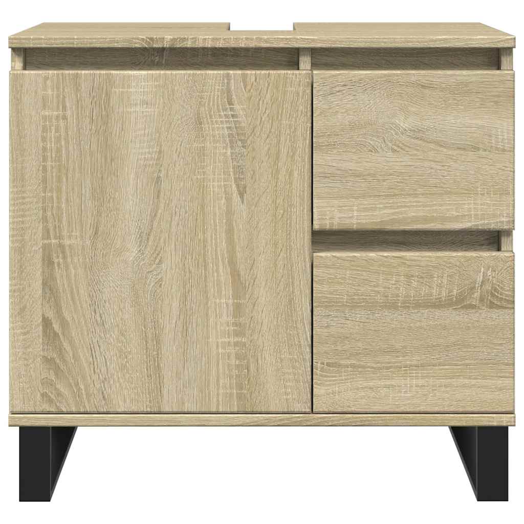 Set Mobili da Bagno 3 pz Rovere Sonoma in Legno Multistrato | homemem39