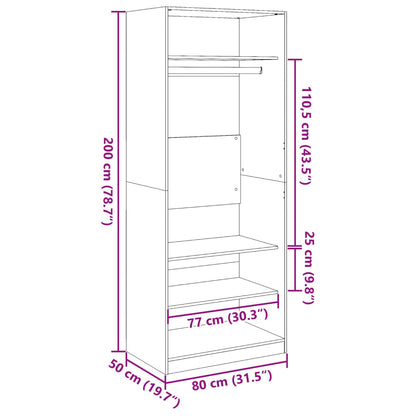 Armadio Bianco 80x50x200 cm in Legno Multistrato