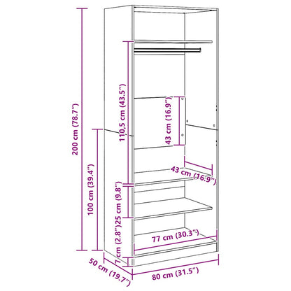 Armadio Rovere Artigianale 80x50x200 cm in Legno Multistrato - homemem39