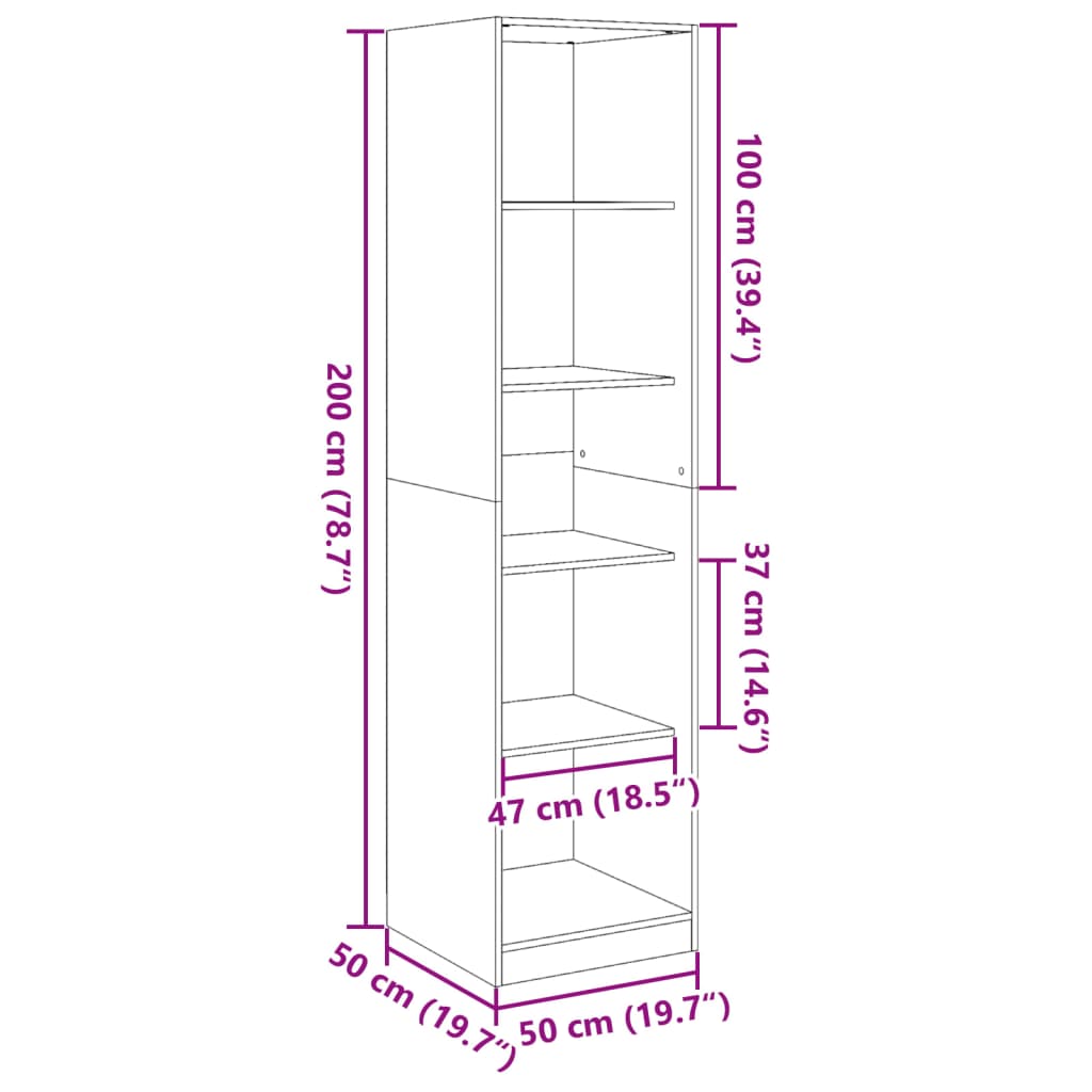Armadio Bianco 50x50x200 cm in Legno tecnico