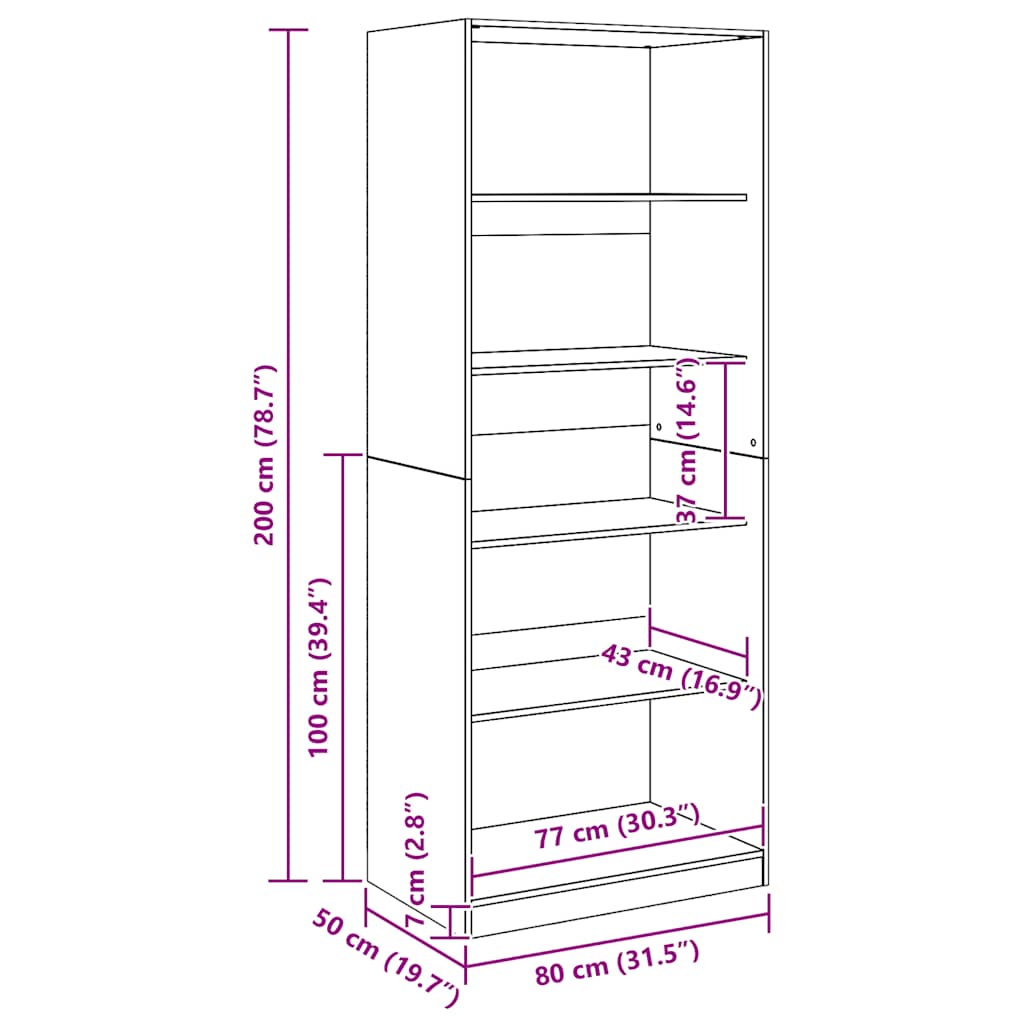 Armadio Rovere Artigianale 80x50x200 cm in Legno tecnico