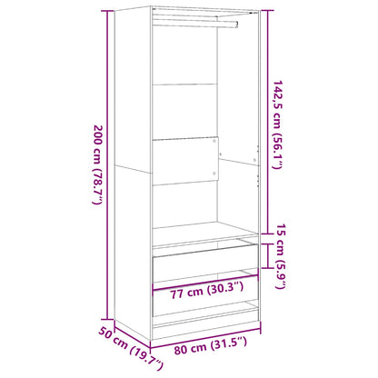 Armadio Grigio Cemento 80x50x200 cm in Legno Multistrato | homemem39