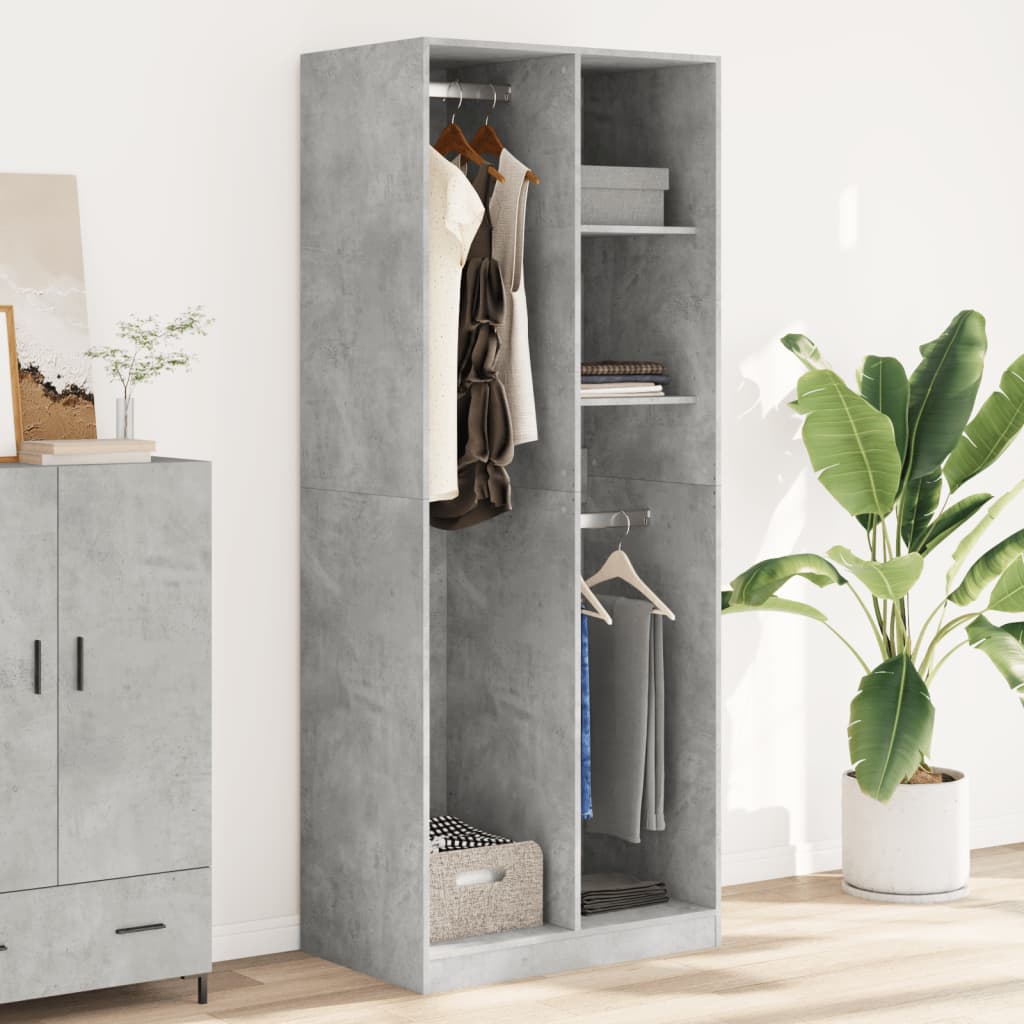 Armadio Grigio Cemento 80x50x200 cm in Legno Multistrato - homemem39