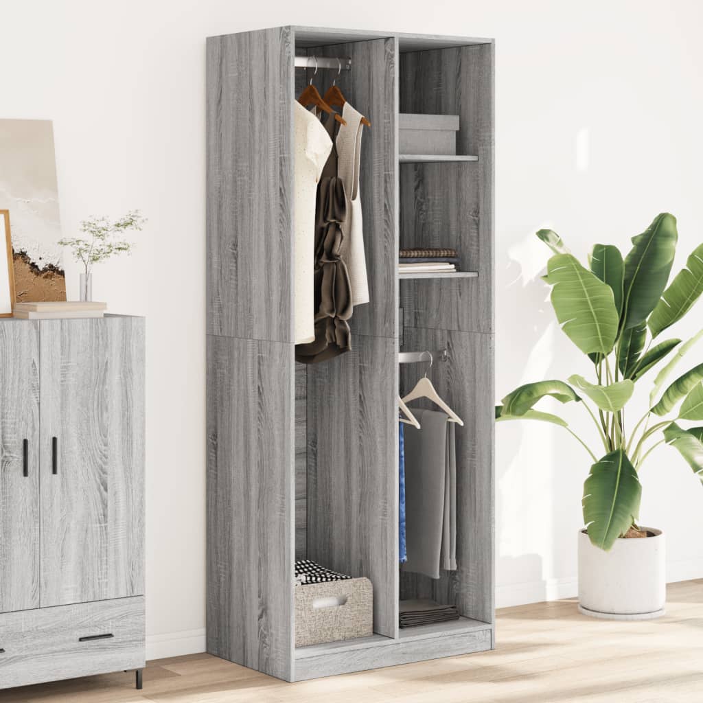 Armadio Grigio Sonoma 80x50x200 cm in Legno Multistrato - homemem39