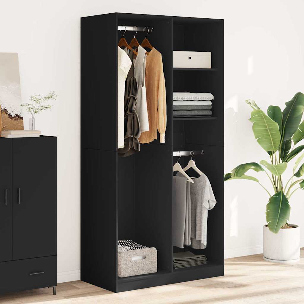 Armadio Nero 100x50x200 cm in Legno Multistrato | homemem39