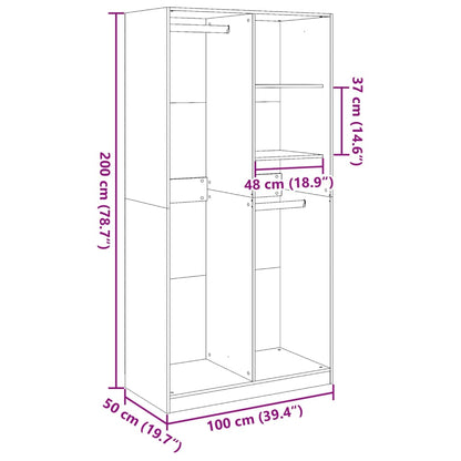 Armadio Rovere Fumo 100x50x200 cm in Legno Multistrato | homemem39