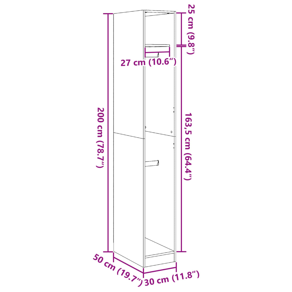 Armadio Bianco 30x50x200 cm in Legno Multistrato | homemem39