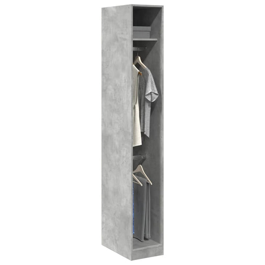Armadio Grigio Cemento 30x50x200 cm in Legno Multistrato