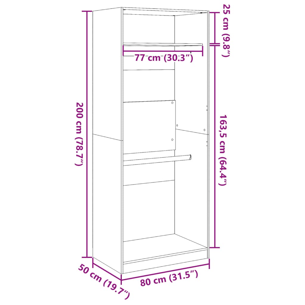 Armadio Rovere Fumo 80x50x200 cm in Legno Multistrato | homemem39