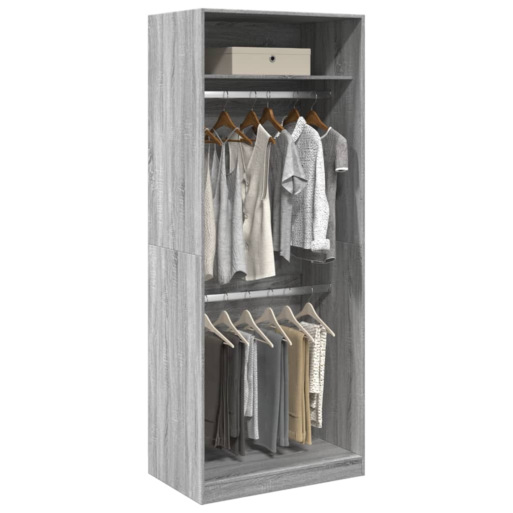 Armadio Grigio Sonoma 80x50x200 cm in Legno Multistrato | homemem39
