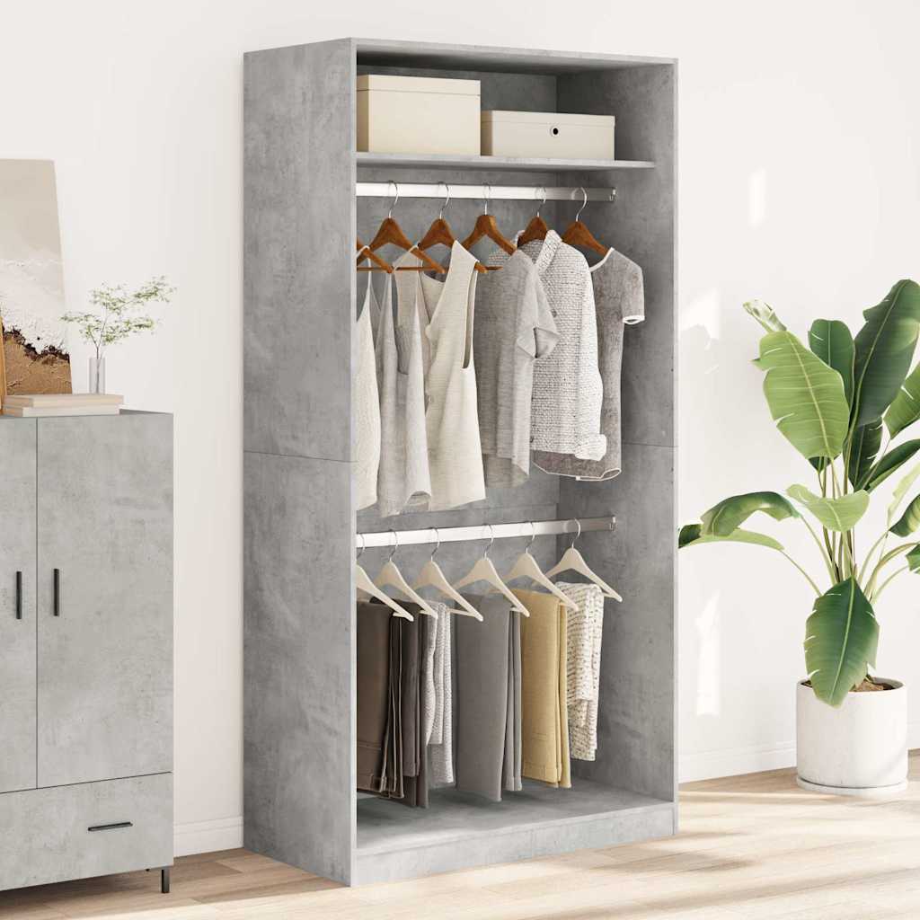 Armadio Grigio Cemento 100x50x200 cm in Legno Multistrato - homemem39