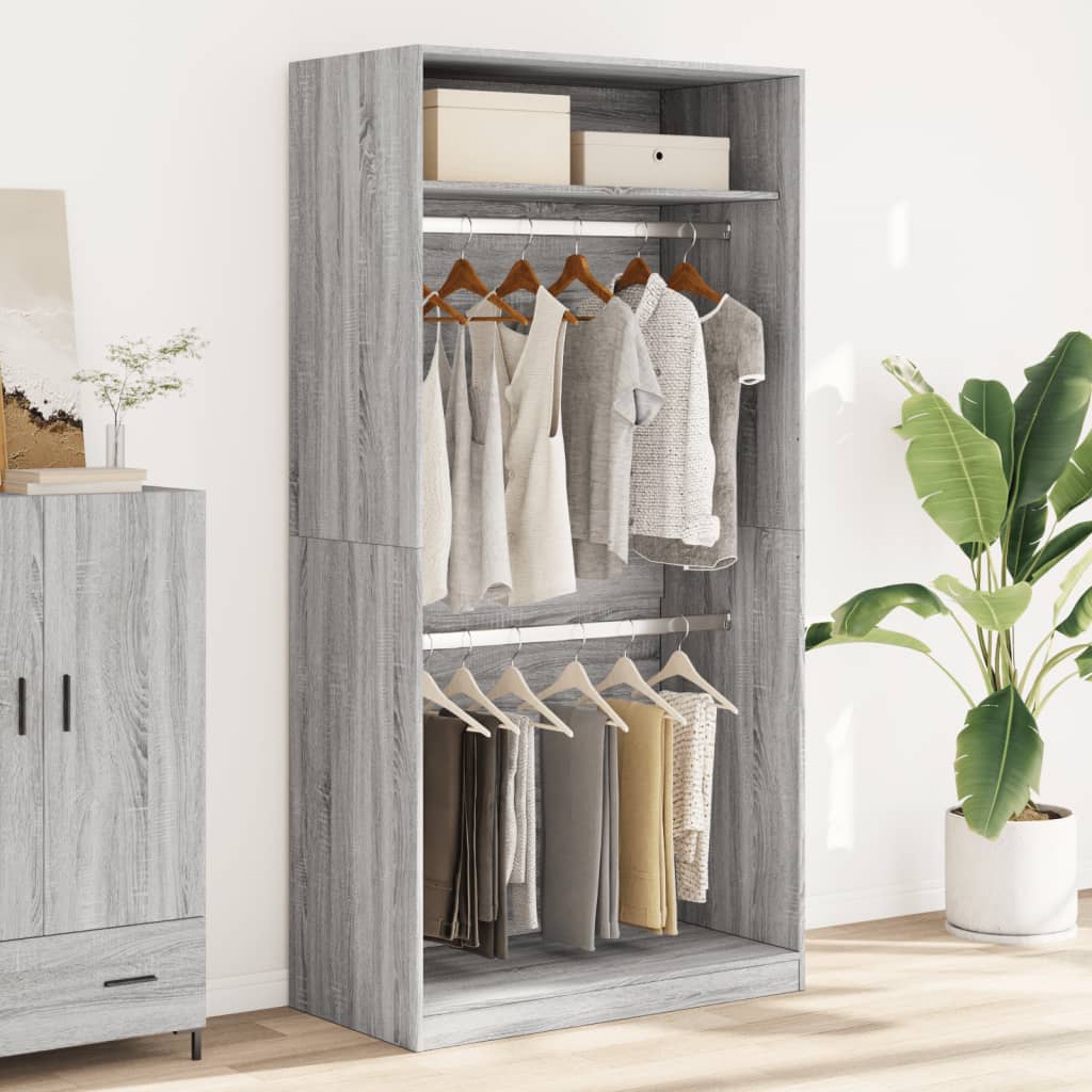Armadio Grigio Sonoma 100x50x200 cm in Legno Multistrato | homemem39