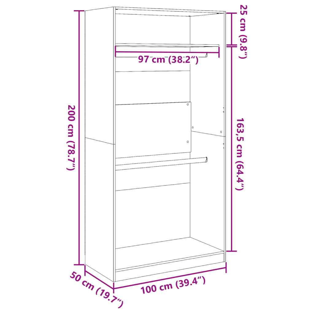 Armadio Legno Antico 100x50x200 cm in Legno Multistrato | homemem39