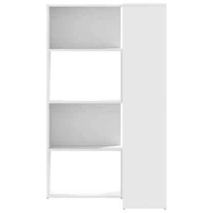 Libreria Angolare 4Ripiani Bianca 85x85x140cm Legno Multistrato