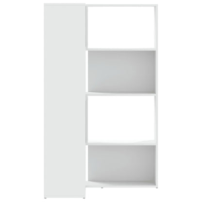 Libreria Angolare 4Ripiani Bianca 85x85x140cm Legno Multistrato