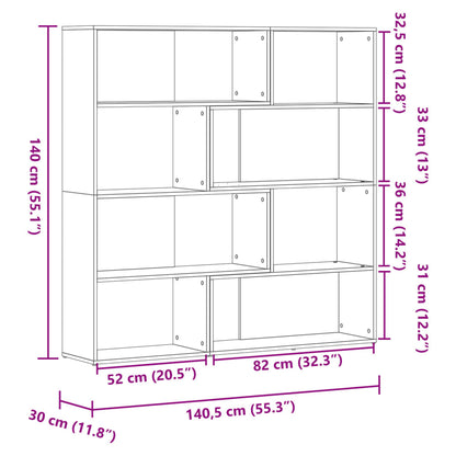 Libreria Angolare 4Ripiani Nera 85x85x140 cm Legno Multistrato