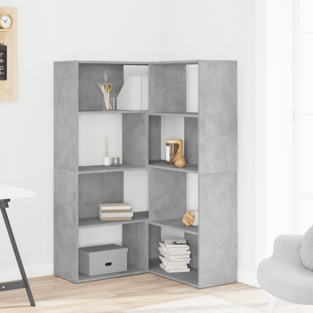 Libreria a 4 Ripiani Grigio Cemento 85x85x140 cm in Truciolare