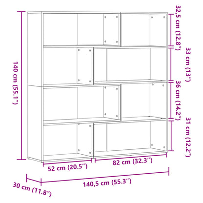 Libreria a 4 Ripiani Grigio Cemento 85x85x140 cm in Truciolare