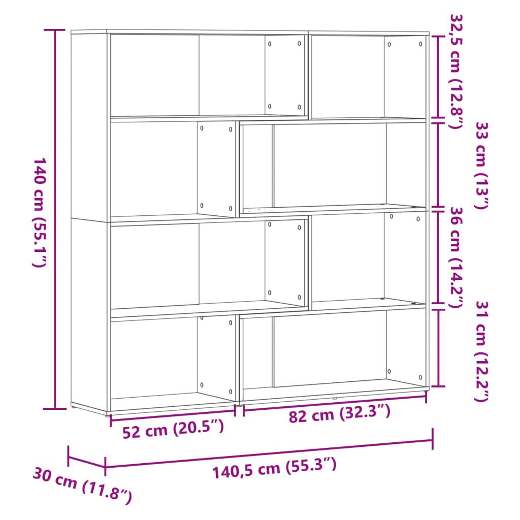 Libreria a 4 Ripiani Legno Vecchio 85x85x140 cm in Truciolare | homemem39