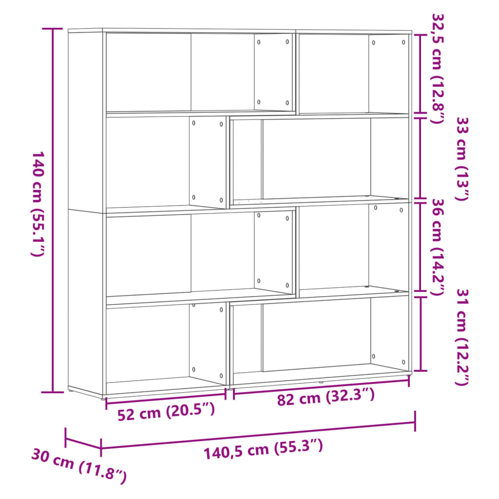 Libreria 4 Ripiani Rovere Artigianale 85x85x140 cm Truciolare | homemem39