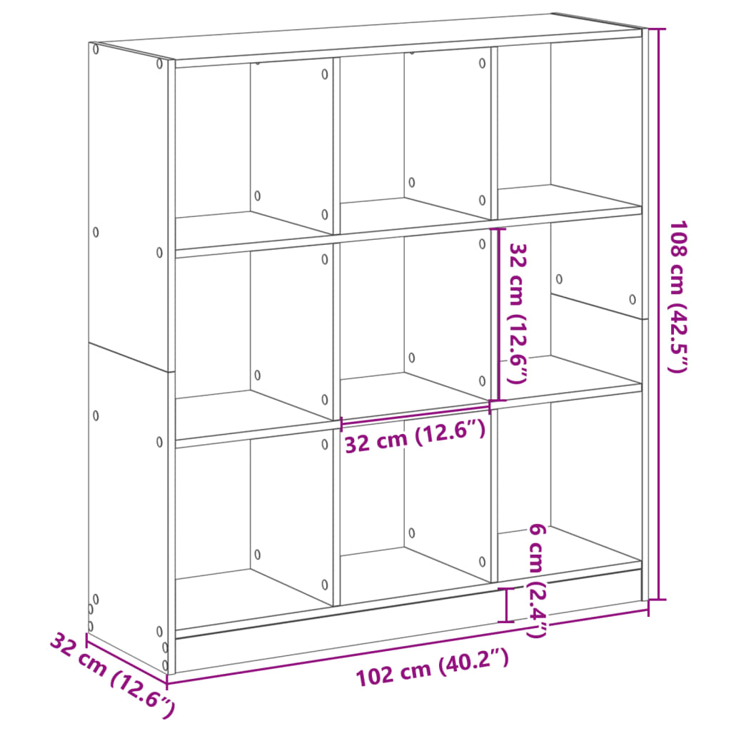 Libreria Grigio Cemento 102x32x108 cm in Legno Multistrato