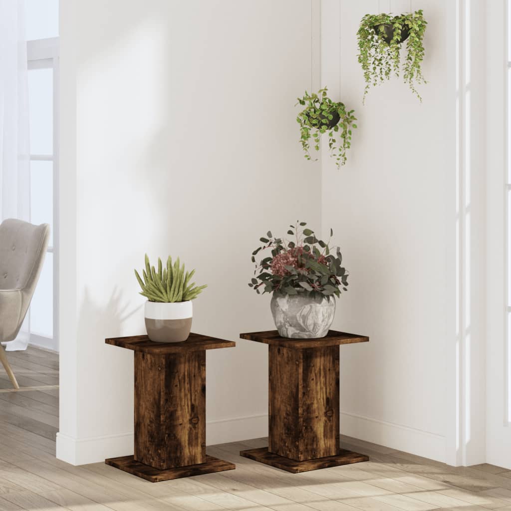 Supporti per Piante 2 pz Rovere Fumo 30x30x40 cm in Truciolato | homemem39