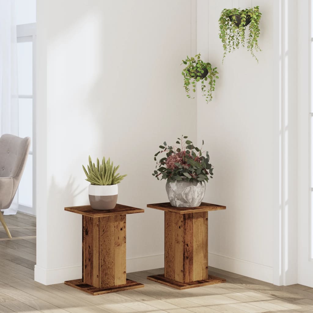 Supporti per Piante 2 pz Legno Vecchio 30x30x40 cm Truciolato | homemem39