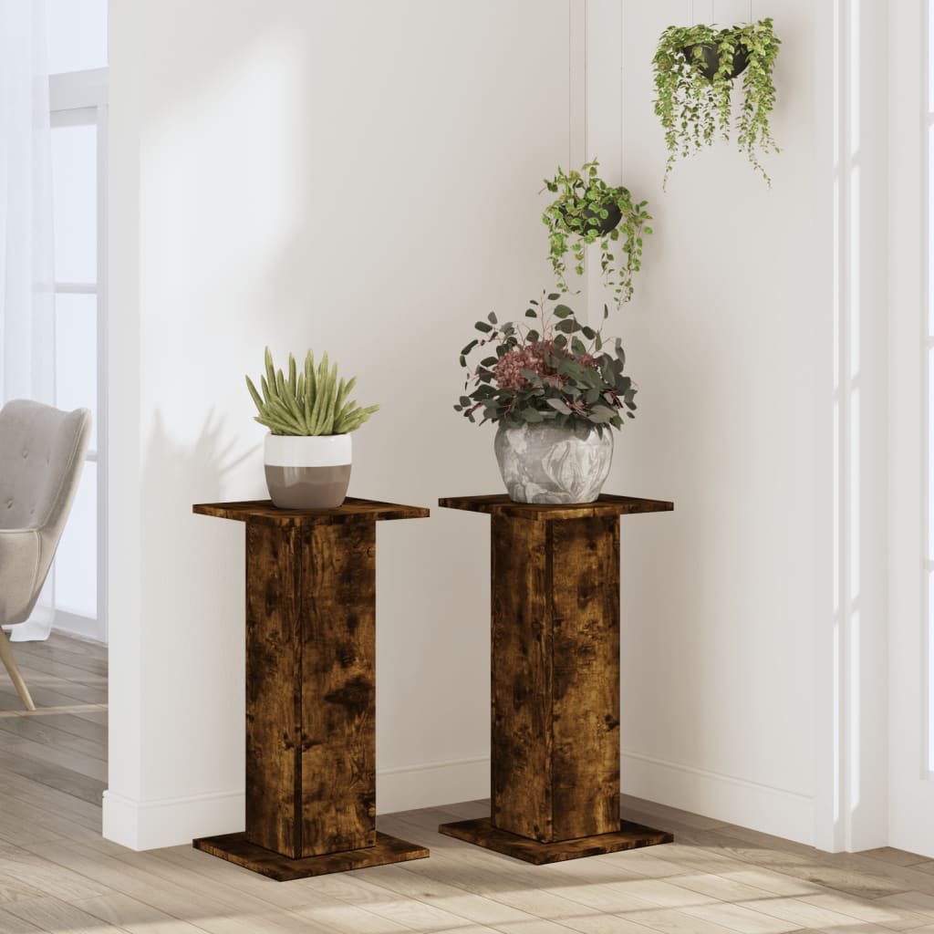 Supporti per Piante 2 pz Rovere Fumo 30x30x60 cm in Truciolato | homemem39